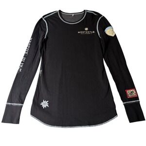 ALP N ROCK Alpine Ski Base Layer Top Black Snowflake Patch Chaletcore Size 4